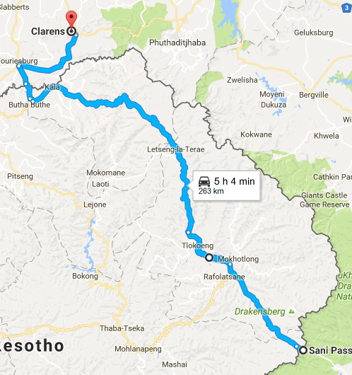 Planned trip through Lesotho