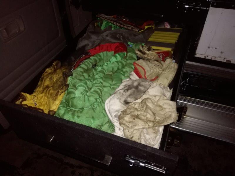 Spares, tools and recovery kit drawer