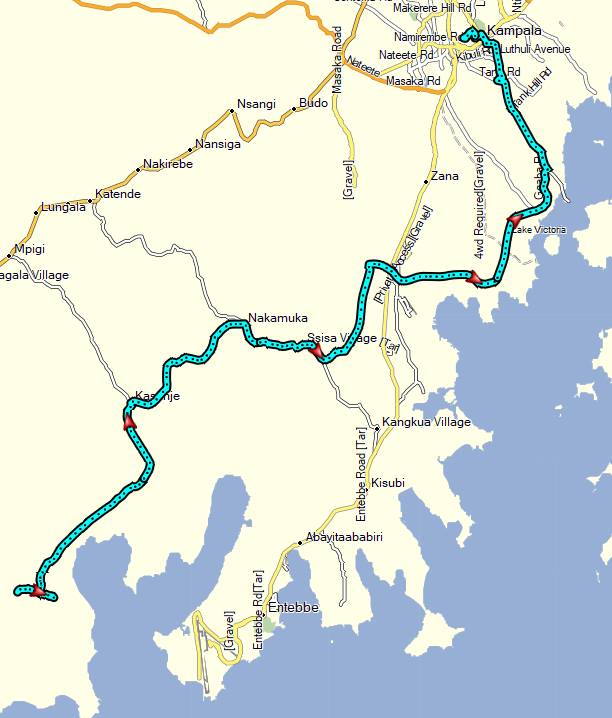 Route: Kampala to Mbamba