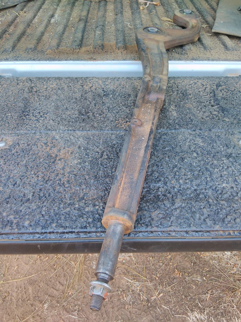 threaded rod ingedraai waar die arm gebreek het