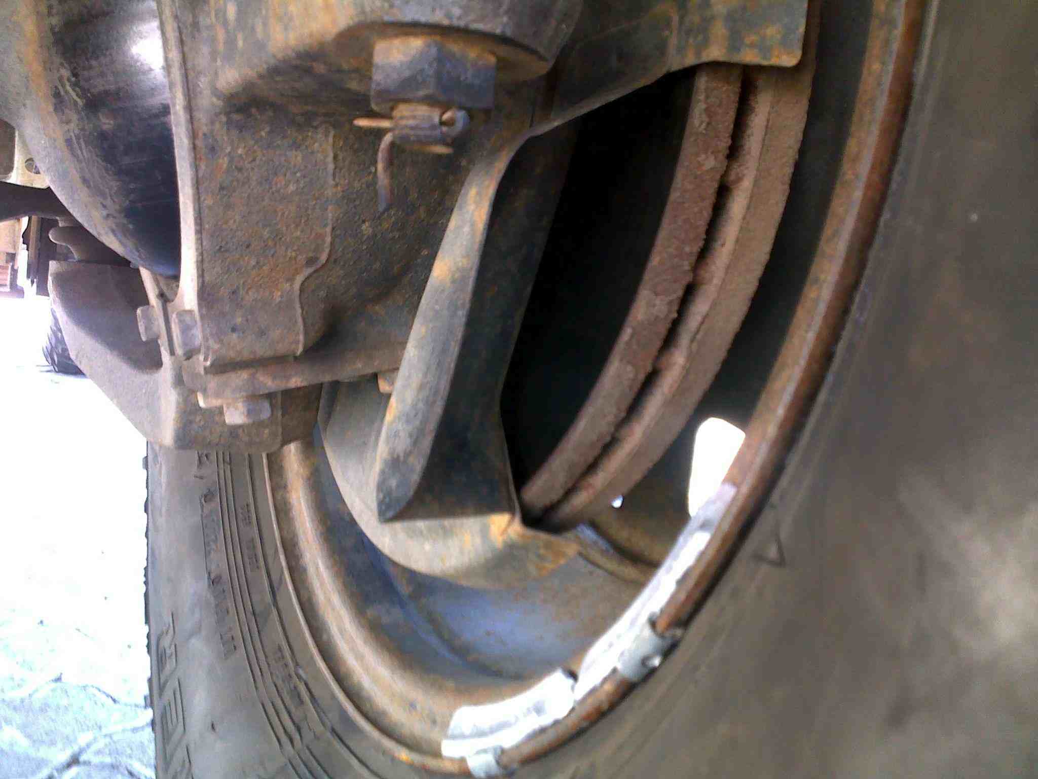 slight bend in the brake cowling - not serious
