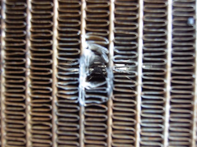 This is the stud/pillar that touched the radiator normally