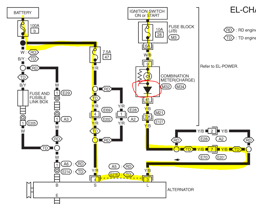 Ignition light circuit