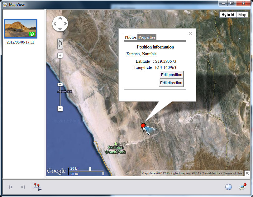 Geographical placing by camera's built-in GeoTagging