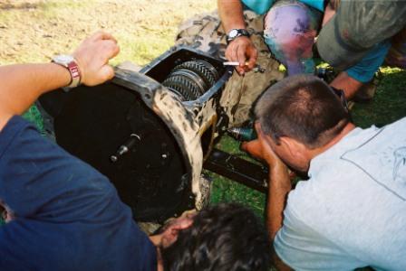 Drilling into the side of the gearbox