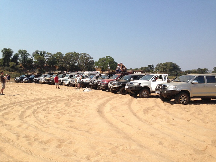 Start of the trip, one can see the Kruger fence in the backround - group photo...